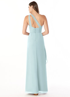 Azazie Maive Bridesmaid Dresses Mist Sheath Pleated Ruffle Chiffon Dress image2
