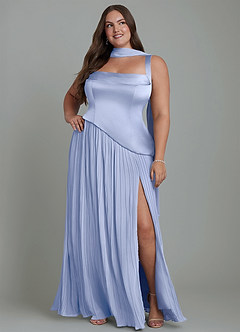 Azazie Stephanie Brautjungfernkleider A-Linie Plissee Stretch-Satin Kleid Eis image15
