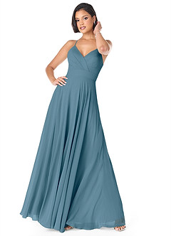 Azazie Avelina Bridesmaid Dresses Bermuda A-Line V-Neck Pleated Chiffon Dress image1