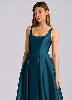 Azazie Amalie Brautjungfernkleider A-Linie Plissee Stretch-Satin Kleid Tintenblau image6