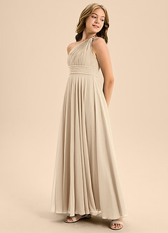 Azazie Charlize Junior A-Linie Plissee Chiffon Kleid Champagner image4