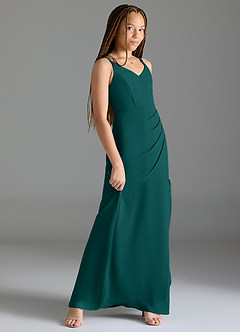 Azazie Leo Junior Peacock Mermaid Pleated Chiffon Dress image3