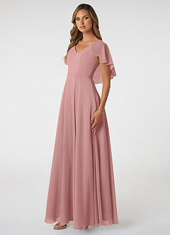 Azazie Jamie Brautjungfernkleider A-Linie Chiffon Kleid Altrosa image3
