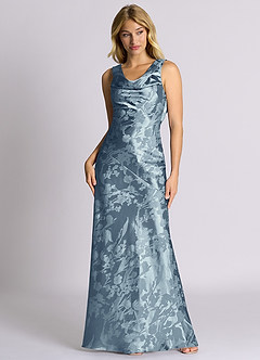 Azazie Rylina 신부 들러리 드레스 인어 절하다 자카드 바닥 길이 드레스 image3