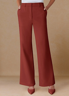 front Marina Terracotta Pantalon droit en tissu raffiné