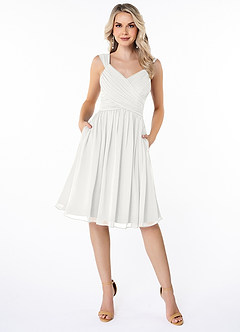 Azazie Angie Bridesmaid Dresses White A-Line Corset Chiffon Dress image1
