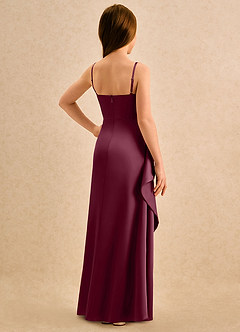 Azazie Cannoli Girls Formal Sukienki dla dziewczynek sypiących kwiaty Linia A Pofałdowany Satyna elastyczna Długość podłogi Sukienka image2