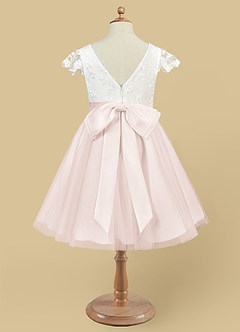 Azazie Vetty Flower Girl Dresses Ivory Rose Petal A-Line Lace Tulle Dress image10