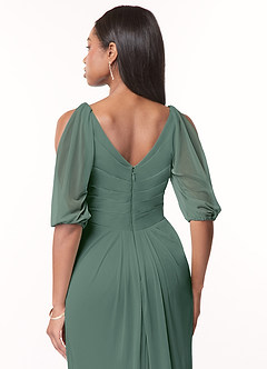 Azazie Noelia Final Sale Candy Pink A-Line Pleated Mesh Dress image4