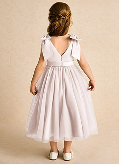 Azazie Serene Robe Demoiselle D'honneur Fillette Robe Princesse en Mat Satiné Arc Rose Pétale image6