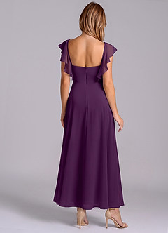 Azazie Leilani 신부 들러리 드레스 A라인 셔링 쉬폰 발목 길이 드레스 image2