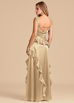 Azazie Sloane Robes de demoiselle d'honneur Robe Trapèze en Satiné métallisé Encolure en Forme de Cœur Champagne image2
