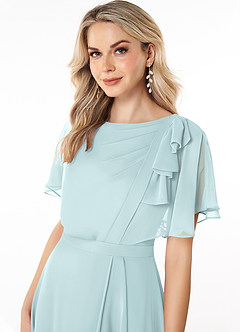 Azazie Aaliyah vestidos de dama de honor modestos Vestido de Corte En A Plisado Scoop Hasta el suelo Gasa image5