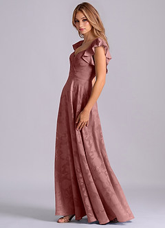 Azazie Leilani Robes de demoiselle d'honneur Robe Trapèze en Blumen-Burnout Encolure en Forme de Cœur Rose Poussiéreuse image5