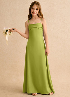 Azazie Mirabella Girls Formal Robe Demoiselle D'honneur Fillette Robe Fourreau en Satin extensible Encolure en Forme de Cœur Citronnelle image3