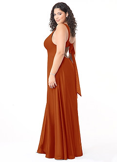 Azazie Christiana Final Sale Paprika A-Line V-Neck Pleated Chiffon Dress image10