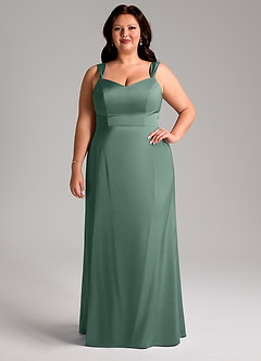 Azazie Denice Robes de demoiselle d'honneur Robe Fourreau en Satin extensible Plissée Eucalyptus image8