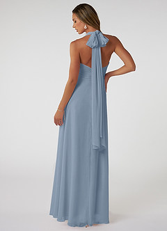 Azazie Fifi Robes de demoiselle d'honneur Robe Trapèze Convertible en Mousseline de soie Sans bretelle Bleu Poussiéreux image3