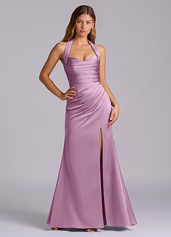Azazie Destiny Bridesmaid Dresses Wisteria Mermaid Sweetheart Neckline Stretch Satin Dress image6
