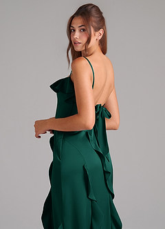 Azazie Malia Brautjungfernkleider A-Linie Seitliche Cut-Outs Stretch-Satin Kleid Smaragd image2