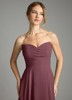 Azazie Ayla Abiti da Damigella Abito A-Line in Chiffon Scollo a Cuore Sangria image6