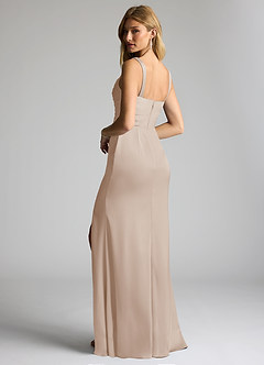 Azazie Elida Robes de demoiselle d'honneur Robe Fourreau en Satin extensible Plissée Givre image2