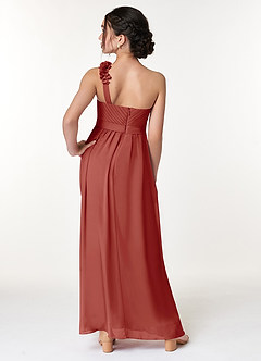 Azazie Flower Junior Jurk van Chiffon met A-Lijn Geplooid Terracotta image6