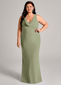 Azazie Rylina Vestidos de damas de honor Vestido de Pistacho de Gasa de Corte Sirena con Plisado image7