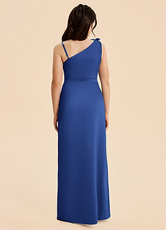 Azazie Remi Junior Robe Fourreau en Satin extensible Fente Latérale Bleu Roi image3