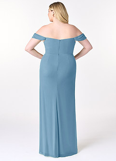 Azazie Tessa Bridesmaid Dresses Steel Blue Sheath Sweetheart Off-The-Shoulder Mesh Convertible Dress image9