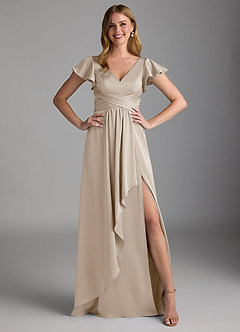 Azazie Omari Bridesmaid Dresses Frost A-Line Stretch Satin Dress image6