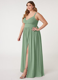 Azazie Chanel Bridesmaid Dresses Matcha A-Line Pleated Chiffon Dress image10