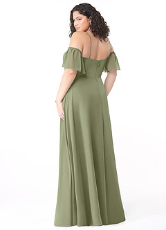 Azazie Sue Kleider zum Anprobieren zu Hause Wandelbar A-Linie Schulterfrei Chiffon Kleid Matcha image10