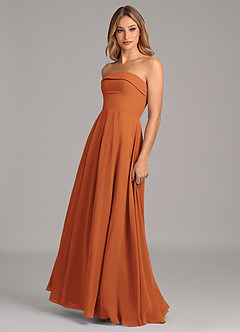 Azazie Lucienne Bridesmaid Dresses Cinnamon A-Line Strapless Chiffon Convertible Dress image4