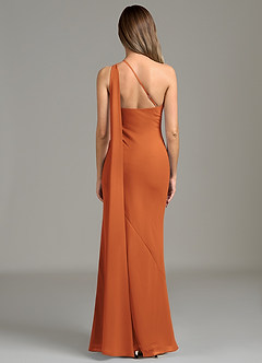 Azazie Juniper Jurken voor bruidsmeisjes Jurk van Chiffon met Zeemeermin One-shoulder Kaneel image6