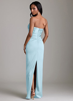 Azazie Sonora Bridesmaid Dresses Sky Blue Sheath Strapless Stretch Satin Dress image7