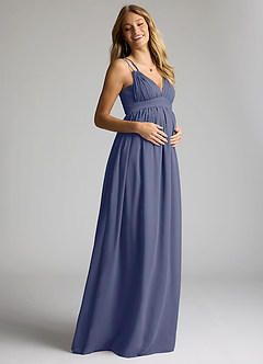 Azazie Emree Maternity Bridesmaid Dresses A-Line Chiffon Floor-Length Dress image2