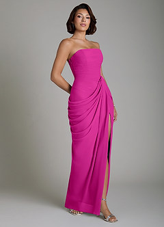 Azazie Nyra Abiti da Damigella Abito Tubino in Chiffon Corsetto Fucsia image7