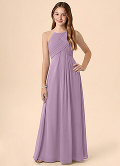 Azazie Ginny Junior Jurk van Chiffon met A-Lijn Geplooid Blauweregen image1