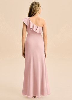 Azazie Alissa Junior Powder Pink A-Line Ruched Chiffon Dress image6