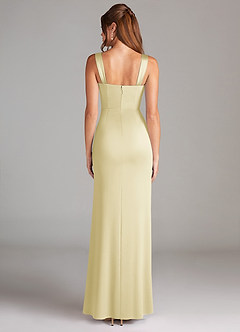 Azazie Denice Vestidos de damas de honor Vestido de Sorbete De Limón de Satén Elástico de Corte Recto con Plisado image2