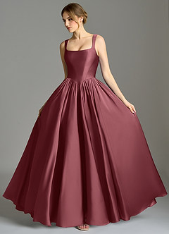 Azazie Verina Bridesmaid Dresses Desert Rose A-Line Pleated Stretch Satin Dress image4