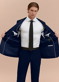 front Hudson Navy Blue Peak Lapel Tuxedo Jacket