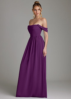 Azazie Caterina Bridesmaid Dresses Grape A-Line Corset Chiffon Dress image9