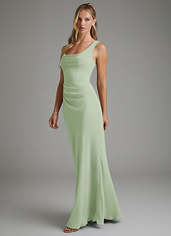 Azazie Asa Bridesmaid Dresses Dusty Sage Sheath Corset Chiffon Dress image4