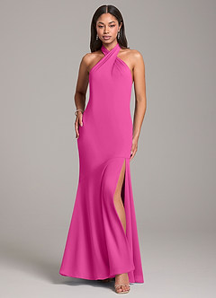Azazie Lorena Bridesmaid Dresses Fuchsia Mermaid Pleated Chiffon Dress image1