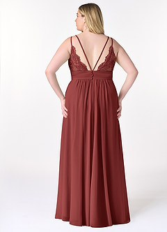 Azazie Maren Allure Finale sale Jurk van Chiffon met A-lijn V-hals kant De Nevel image7