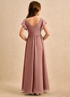 Azazie Milly Girls Formal Flower Girl Dresses Cedar Rose A-Line Pleated Chiffon Dress image2
