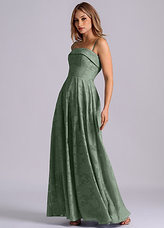 Azazie Lucienne Abiti da Damigella Abito A-Line in Burnout Floreale Senza Cinturino Matcha image7