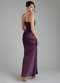 Azazie Etta Brautjungfernkleider Meerjungfrau-Linie Korsett Stretch-Satin Kleid Pflaume image2